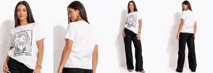 Blusa Off White em Malha de Algodo Penteado