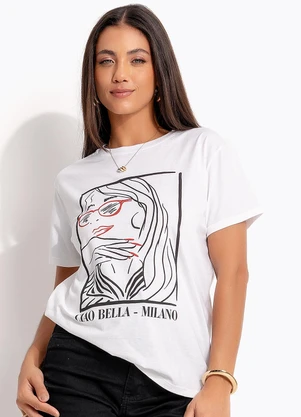 Quintess - Blusa Off White em Malha de Algodão Penteado - QUINTESS