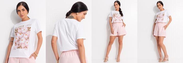 Blusa Off White em Malha de Algodo Penteado