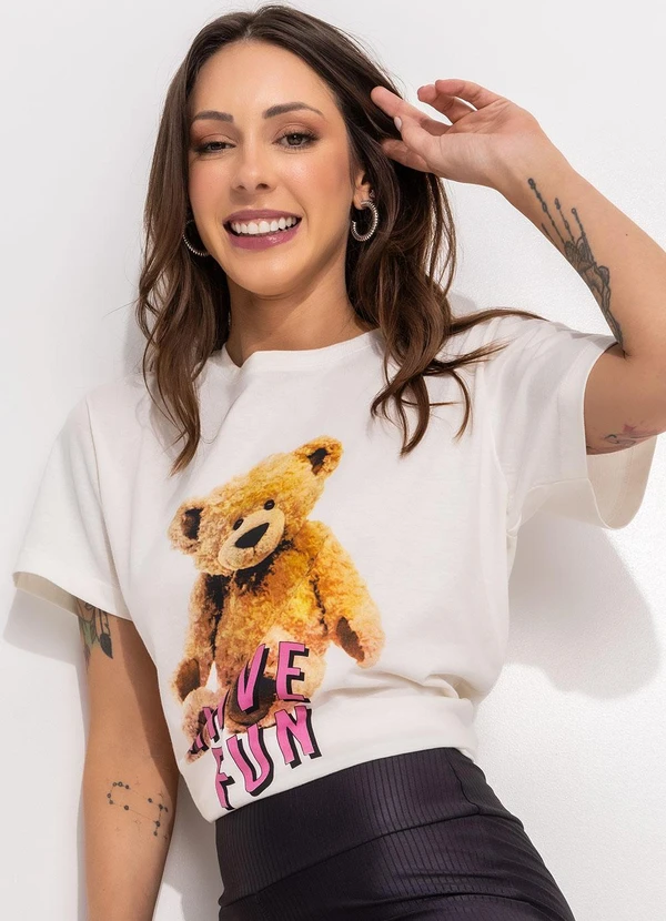 Bimini - Blusa Off White em Malha de Algodão