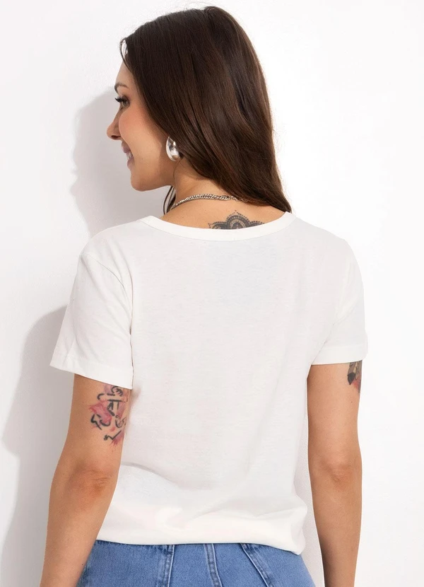 Bimini - Blusa Off White em Malha de Algodão 2