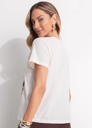 Quintess - Blusa Off White em Malha de Algodão - QUINTESS