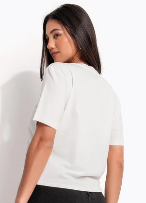 Quintess - Blusa Off White em Malha de Algodão - QUINTESS