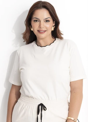 Quintess - Blusa Off White em Malha de Algodão - QUINTESS