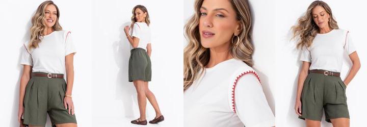 Blusa Off White em Malha de Algod�o