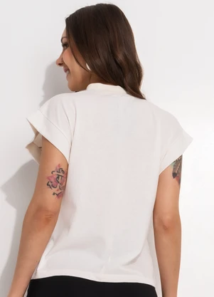 Bimini - Blusa Off White em Malha de Algodão - BIMINI