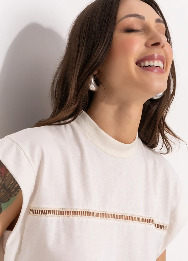 Bimini - Blusa Off White em Malha de Algodão 6