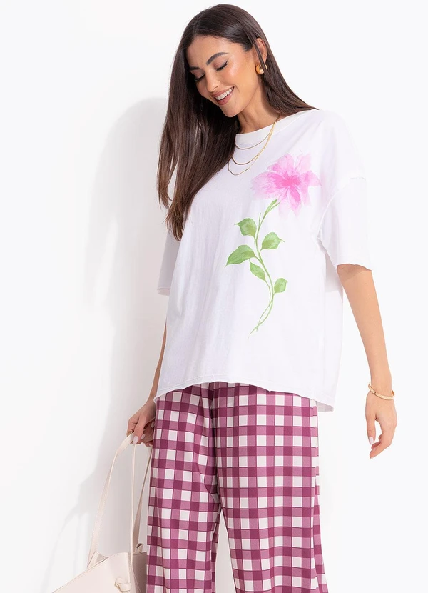 Quintess - Blusa Off White em Malha de Algodão