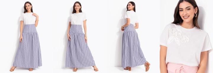 Blusa Off White em Malha de Algod�o