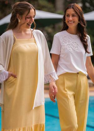 Blusa (Off White) em Malha de Algod�o