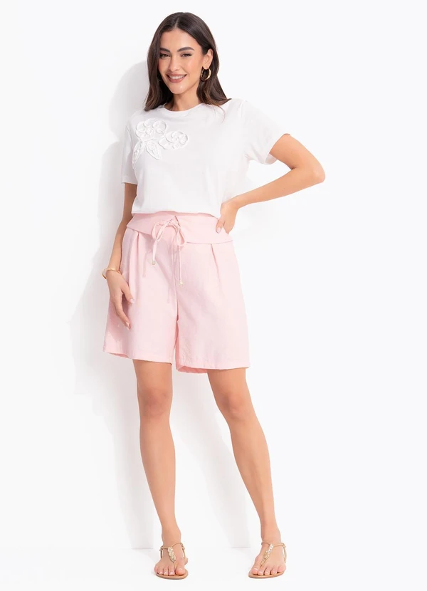 Quintess - Blusa Off White em Malha de Algodão