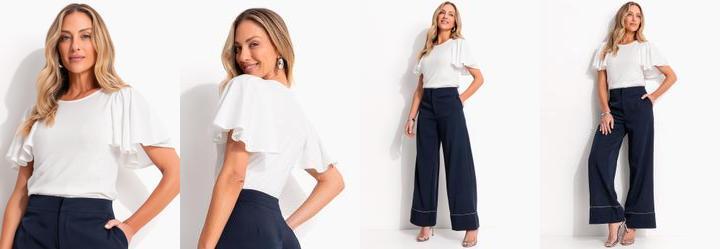 Blusa Off White em Malha de Algodo