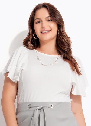 Quintess - Blusa Off White em Malha de Algodão - QUINTESS