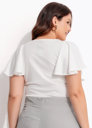 Quintess - Blusa Off White em Malha de Algodão - QUINTESS