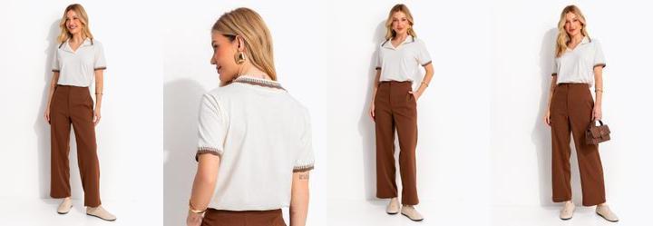 Blusa Off White em Malha de Algod�o