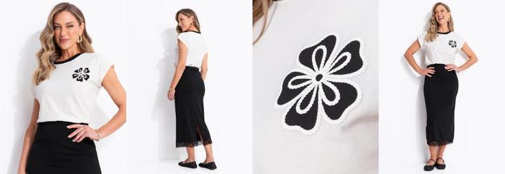 Blusa Off White em Malha de Algod�o