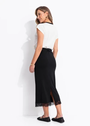 Quintess - Blusa Off White em Malha de Algodão - QUINTESS