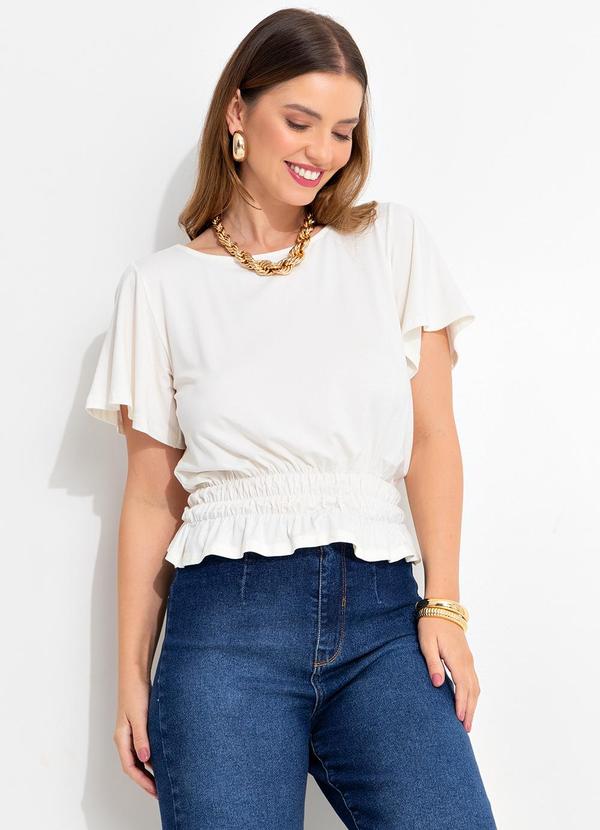 Quintess - Blusa Off White em Malha de Viscose com Elastano 3