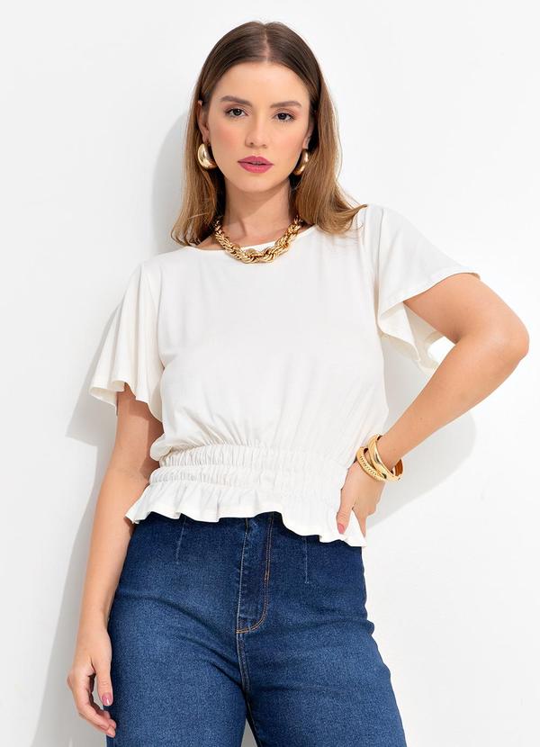 Quintess - Blusa Off White em Malha de Viscose com Elastano 4