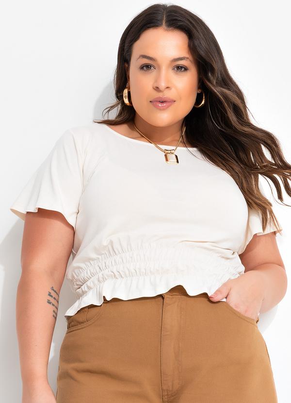 Quintess - Blusa Off White em Malha de Viscose com Elastano 5