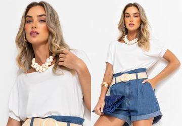 Blusa Off White em Malha de Viscose