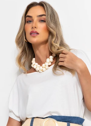 Quintess - Blusa Off White em Malha de Viscose - QUINTESS