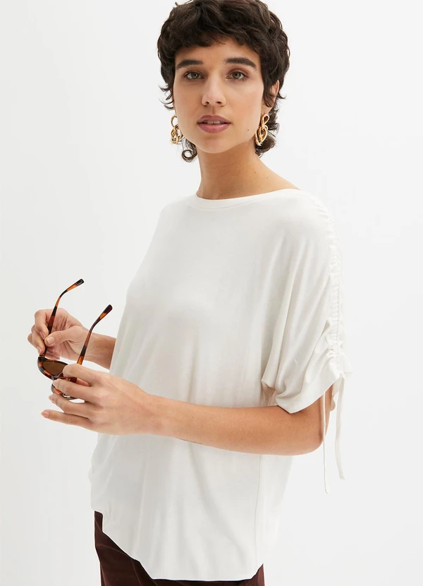 bonprix - Blusa Off White em Malha de Viscose
