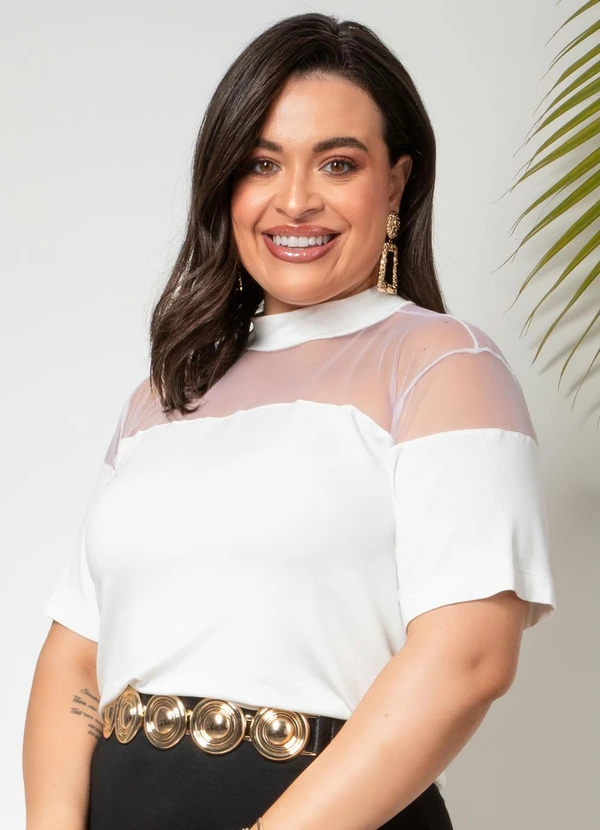 Quintess - Blusa Off White em Malha de Viscose 5