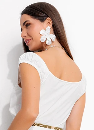 Quintess - Blusa Off White em Malha de Viscose - QUINTESS