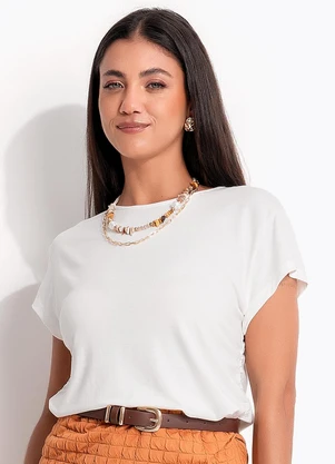 Quintess - Blusa Off White em Malha de Viscose - QUINTESS