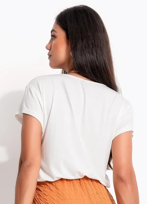 Quintess - Blusa Off White em Malha de Viscose - QUINTESS