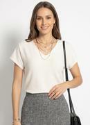 Blusa Off White em Malha Texturizada de Viscose