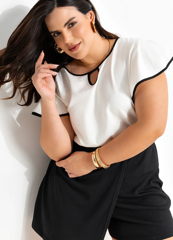 Marguerite - Blusa Off White em Malha Texturizada 6