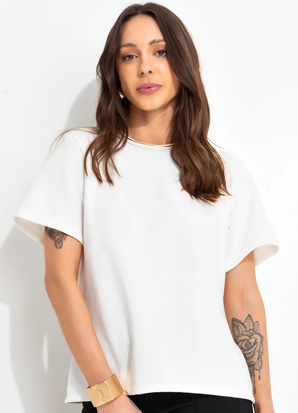 Bimini - Blusa Off White em Moletinho