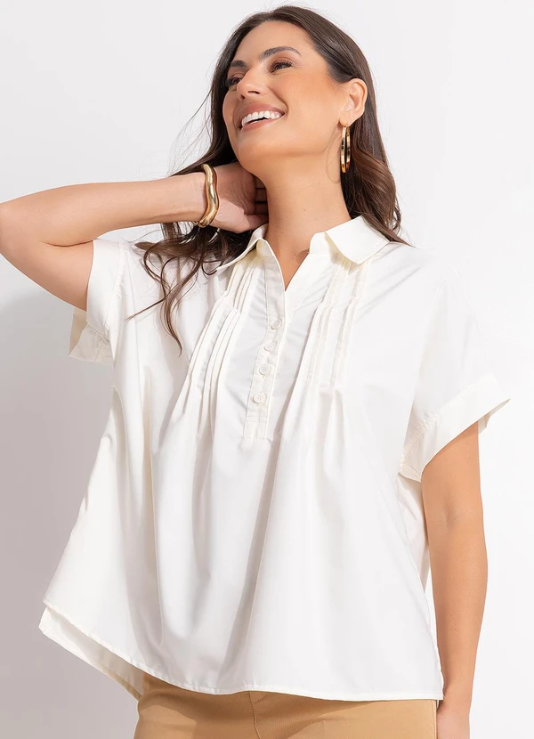 Quintess - Blusa Off White em Poliéster