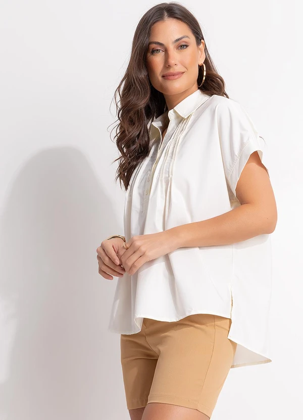 Quintess - Blusa Off White em Tecido de Poliéster 5