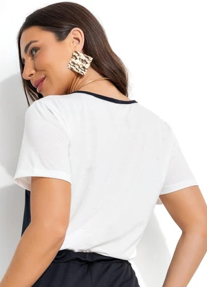 Moda Pop - Blusa Off White em Poliviscose - MODA POP