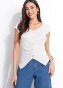Blusa Off White em Ribana de Viscose