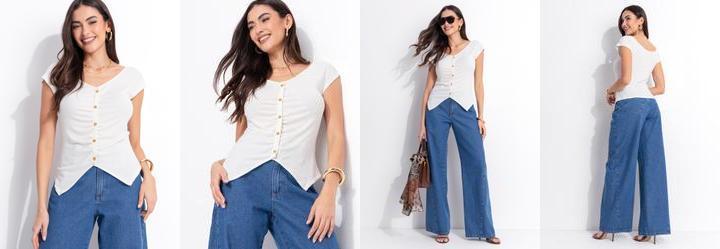 Blusa Off White em Ribana de Viscose