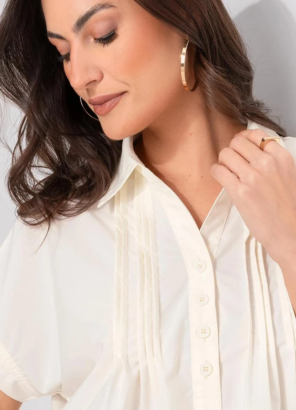 Quintess - Blusa Off White em Tecido de Poliéster 7