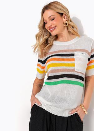 Blusa (Off White) em Tric�
