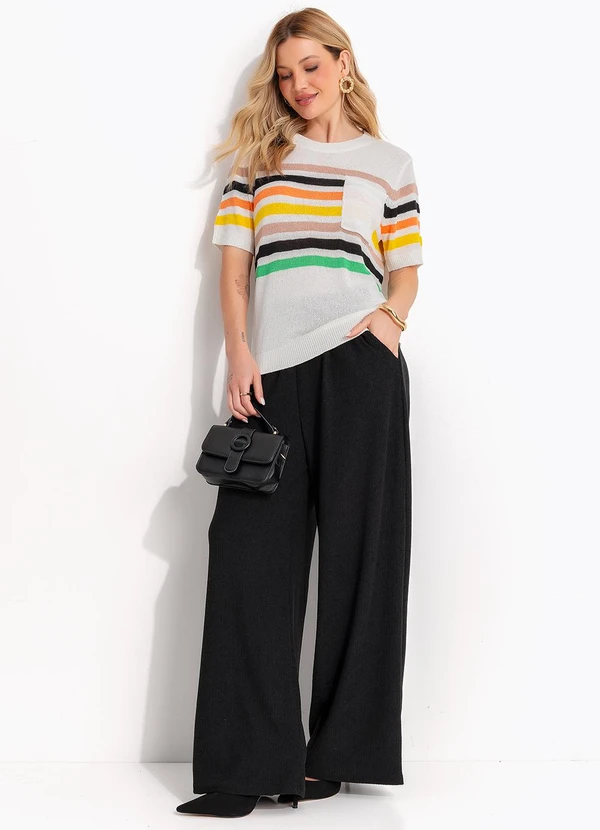 Quintess - Blusa Off White em Tricô