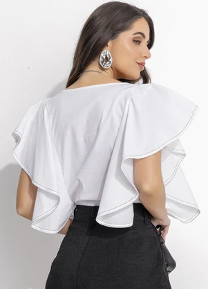 Quintess - Blusa Off White em Tricoline - QUINTESS