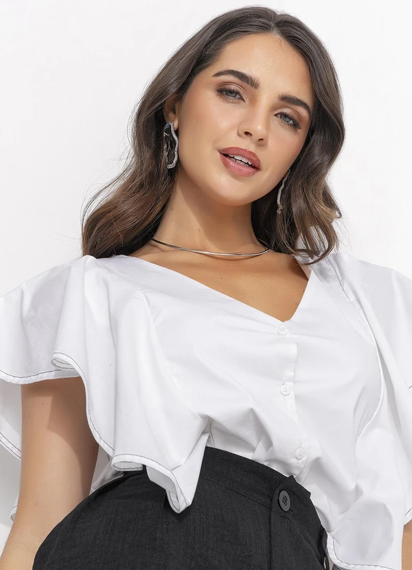 Quintess - Blusa Off White em Tricoline 6