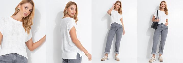 Blusa Off White em Tricot