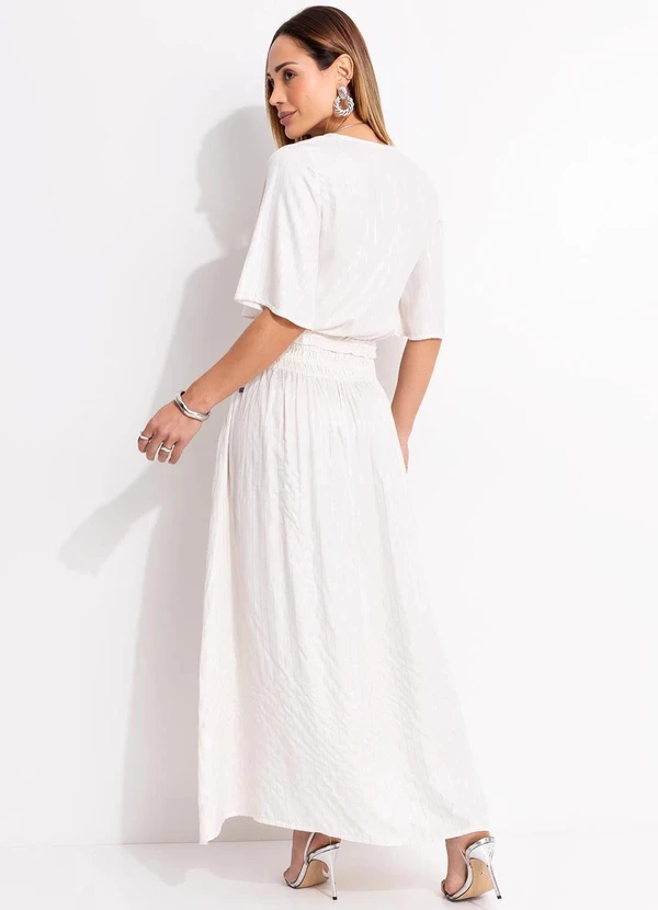 Quintess - Blusa Off White em Viscose Plana com Lurex 11