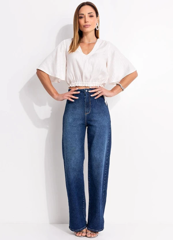 Quintess - Blusa Off White em Viscose Plana com Lurex 12