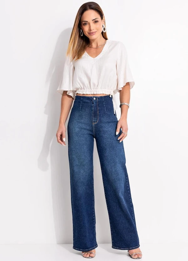 Quintess - Blusa Off White em Viscose Plana com Lurex 14