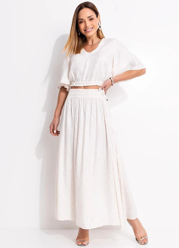 Quintess - Blusa Off White em Viscose Plana com Lurex 15