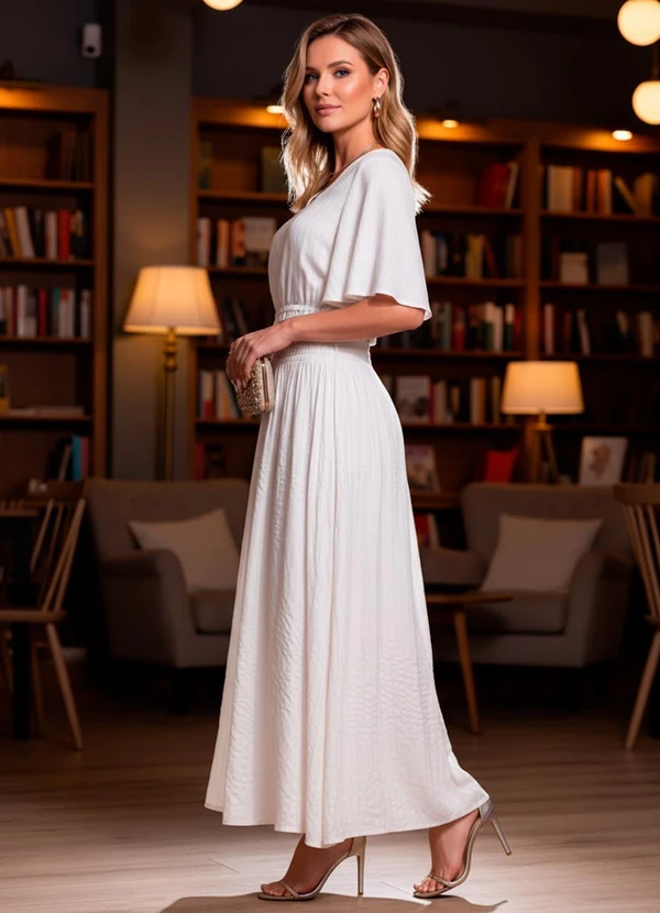 Quintess - Blusa Off White em Viscose Plana com Lurex 3